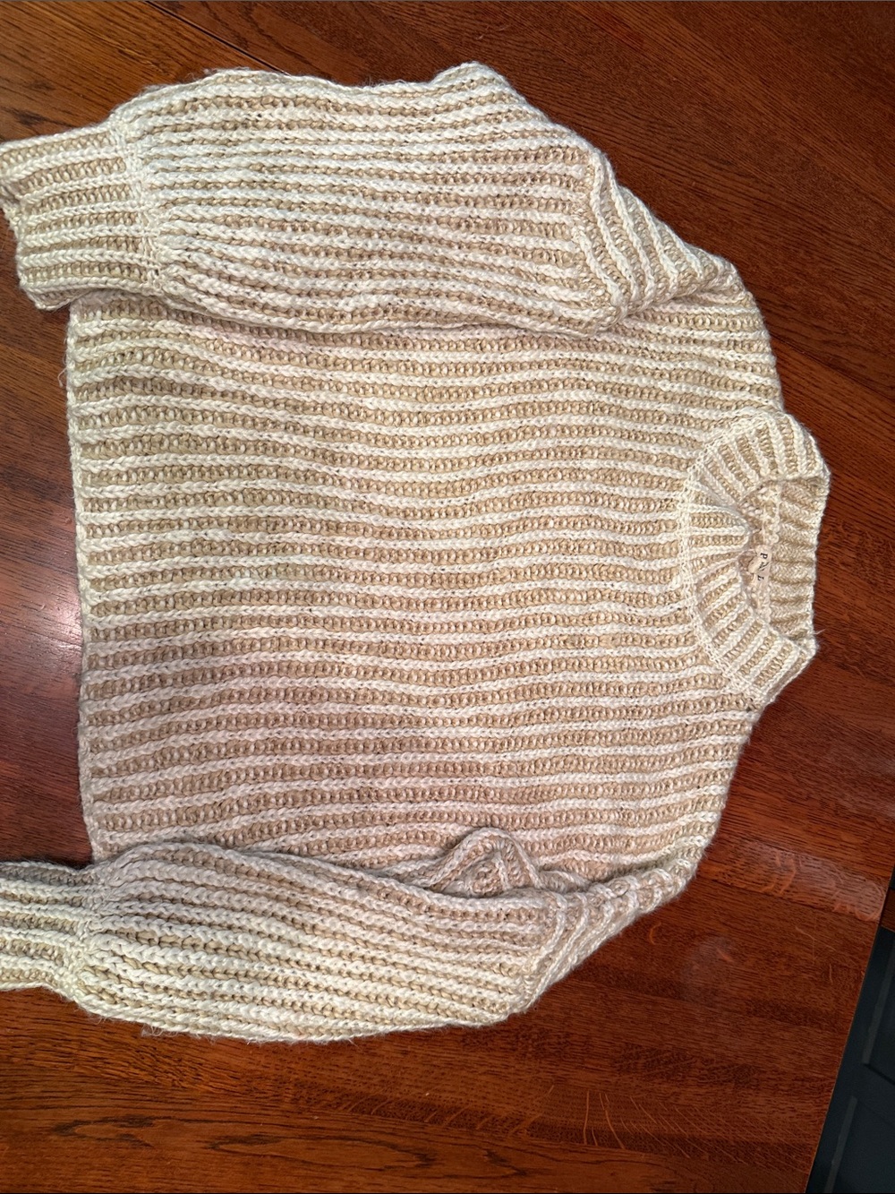 POL Cream Ribbed Cowl Neck Sweater